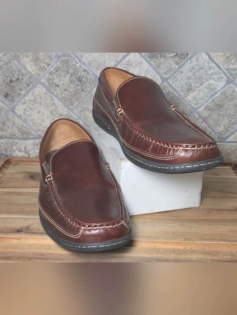 Johnston & Murphy Men's Fowler Venetian Loafer 25-8343 Mahogany 11 M